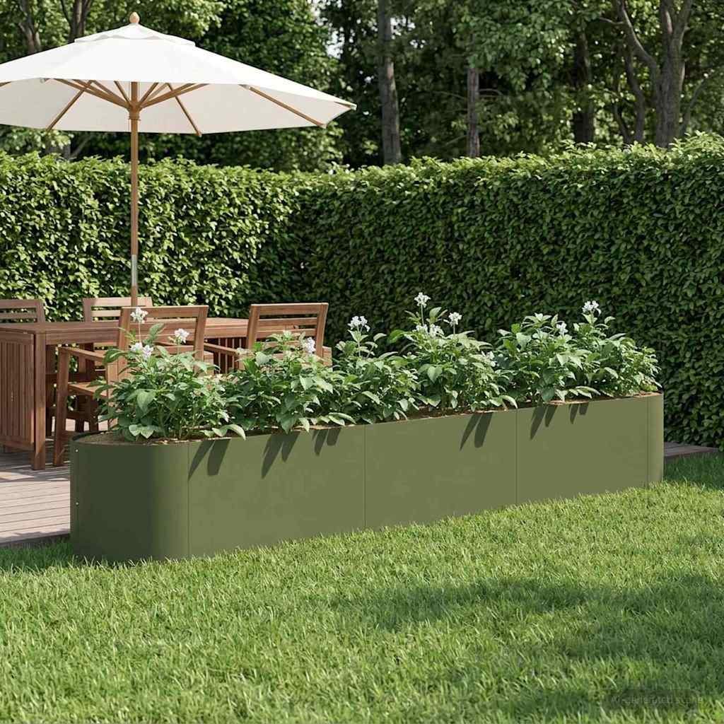 vidaXL Hochbeet im Garten Olive Grün 300 x 40 x 40 cm Stahl
