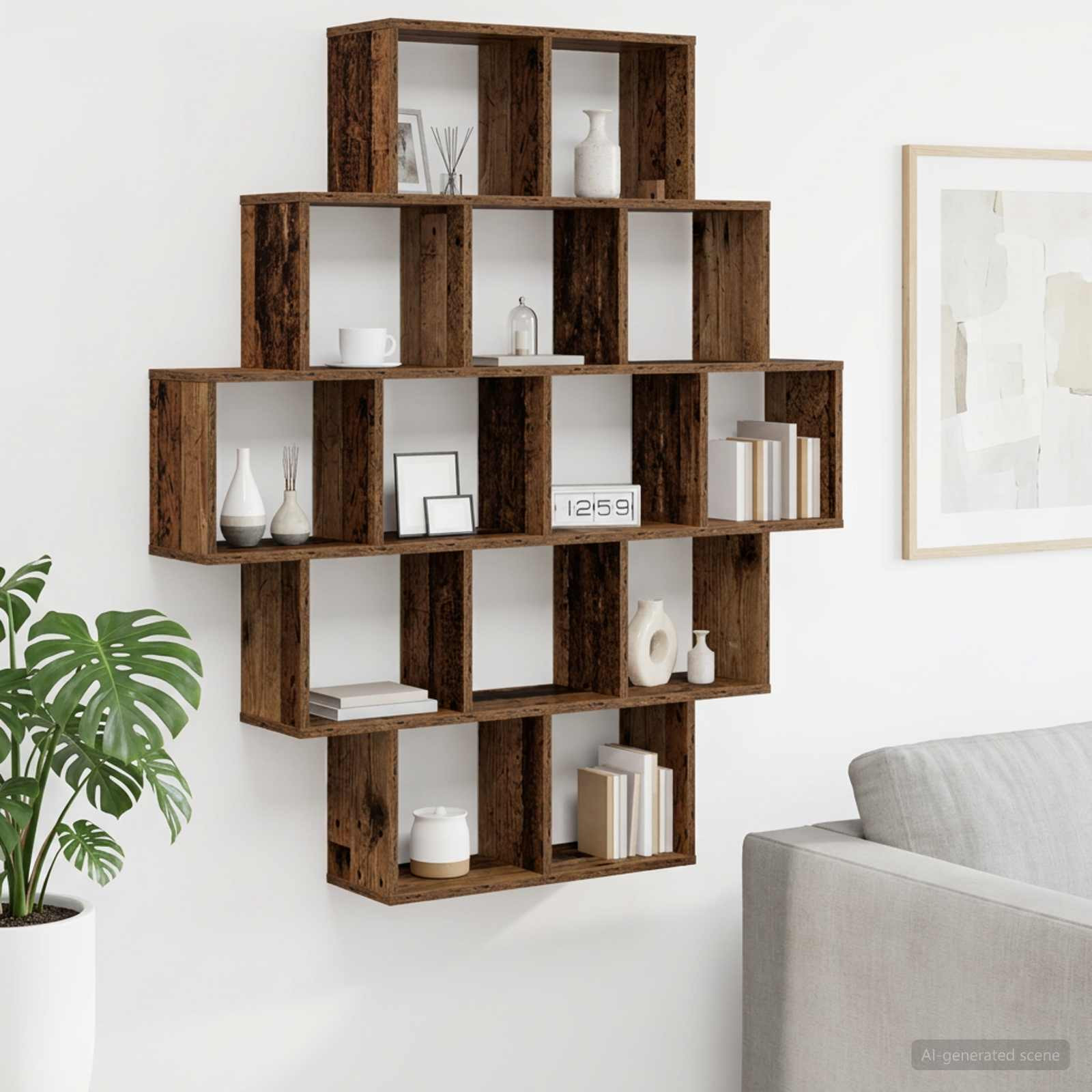 vidaXL Wandregal Altholz 120 x 20 x 136 cm Holzwerkstoff