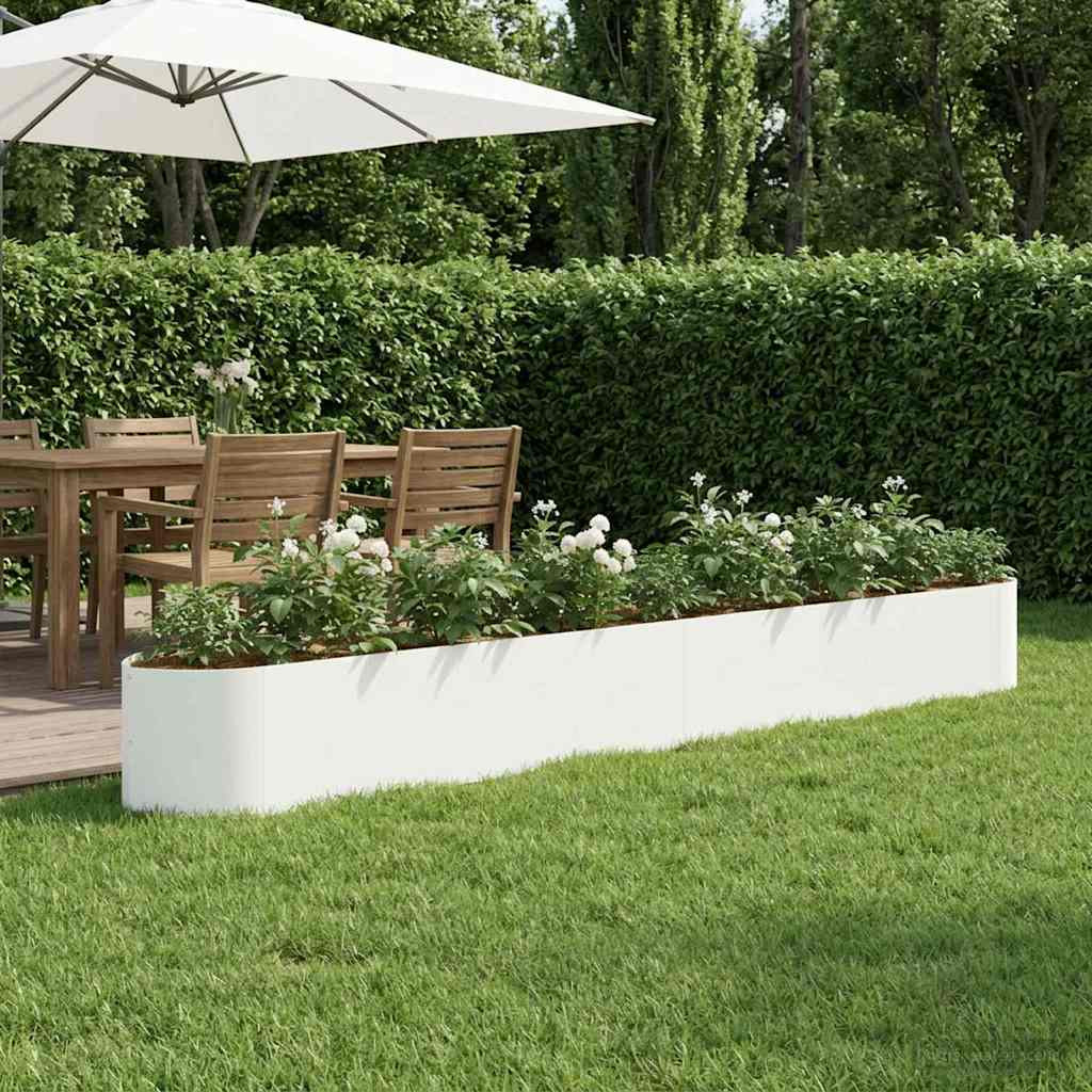 vidaXL Hochbeet im Garten Weiß 380 x 40 x 40 cm Stahl