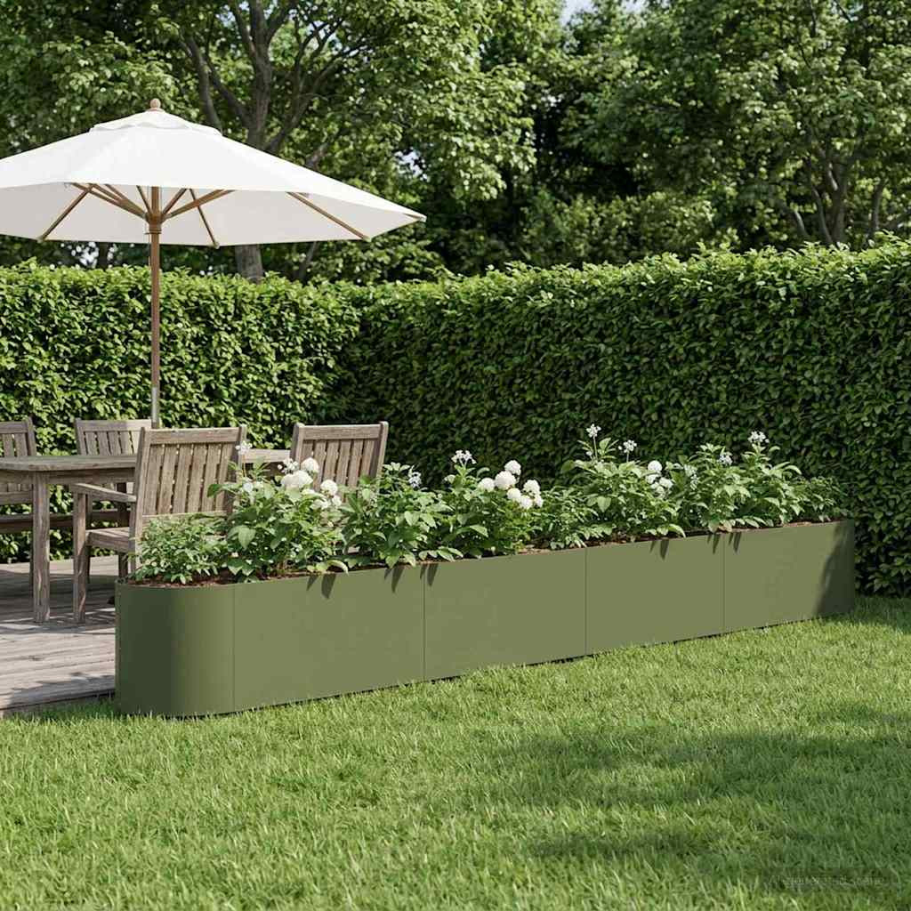 vidaXL Hochbeet im Garten Olive Grün 380 x 40 x 40 cm Stahl
