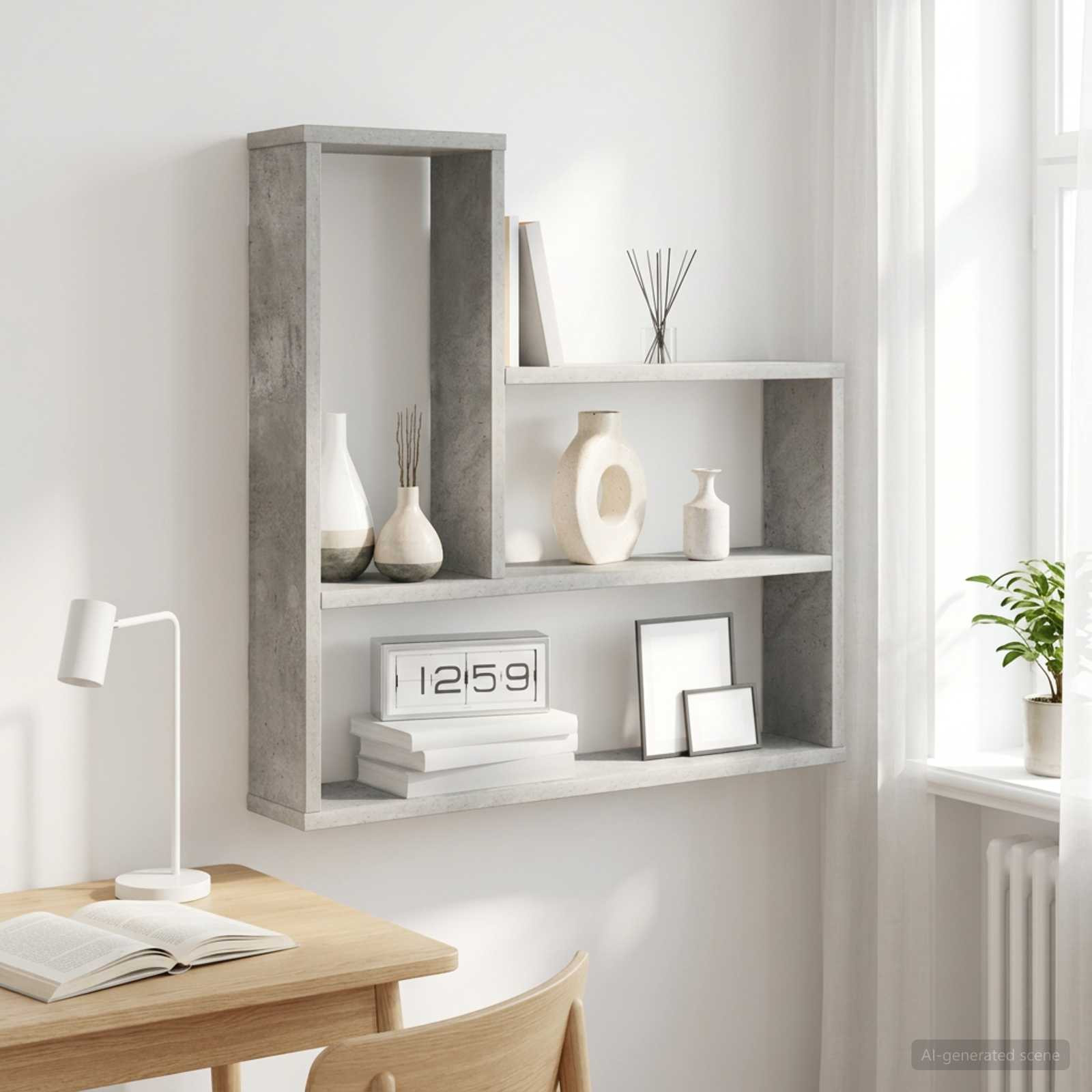 vidaXL Wandregal Betongrau 60 x 11 x 60 cm Holzwerkstoff