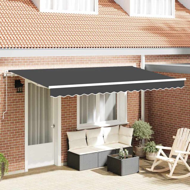 vidaXL Einziehbare Markise Anthrazit 350 x 200 cm Stoff