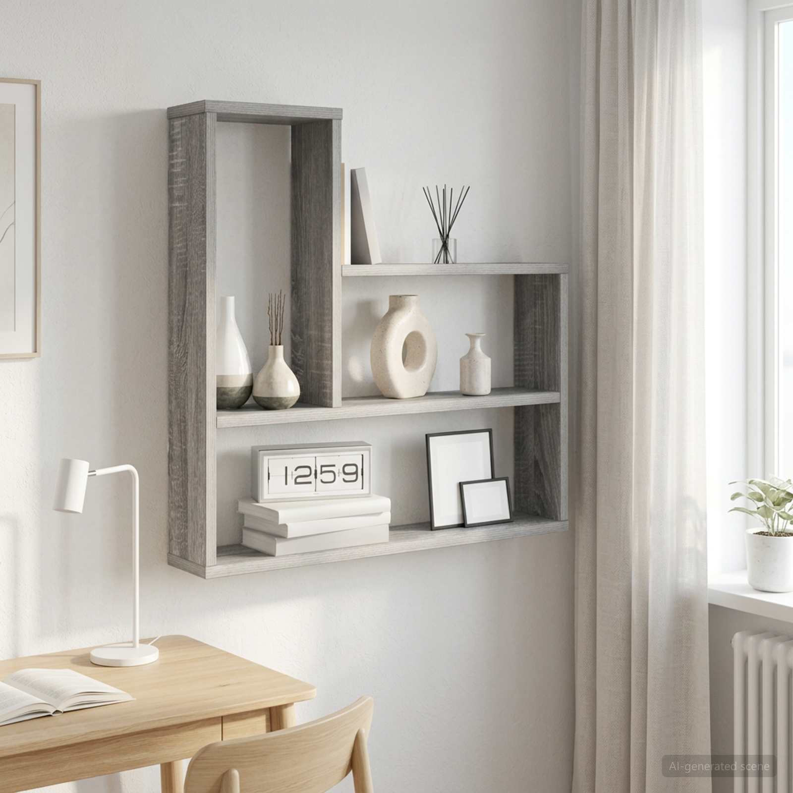 vidaXL Wandregal Sonoma-Grau 60 x 11 x 60 cm Holzwerkstoff