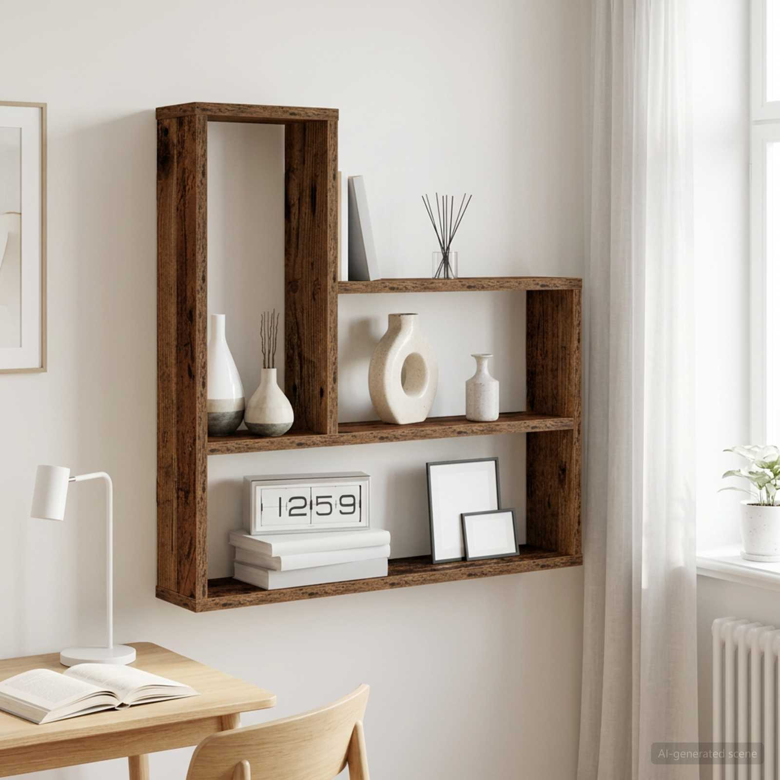 vidaXL Wandregal Altholz 60 x 11 x 60 cm Holzwerkstoff
