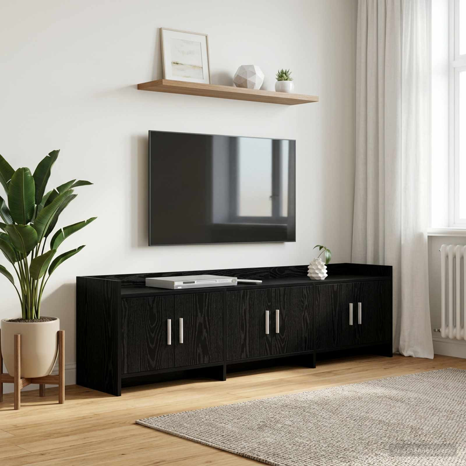 vidaXL TV-Schränk 168 x 33 x 47 cm Schwarze Eiche Holzwerkstoff