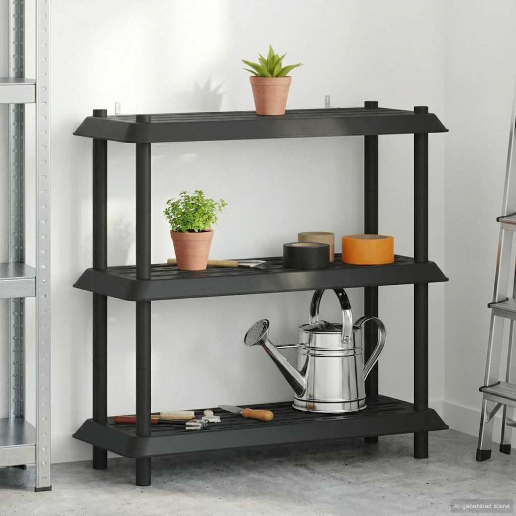vidaXL Regaleinheit 3 Ebenen 100 x 40 x 96 cm PP Anthrazit