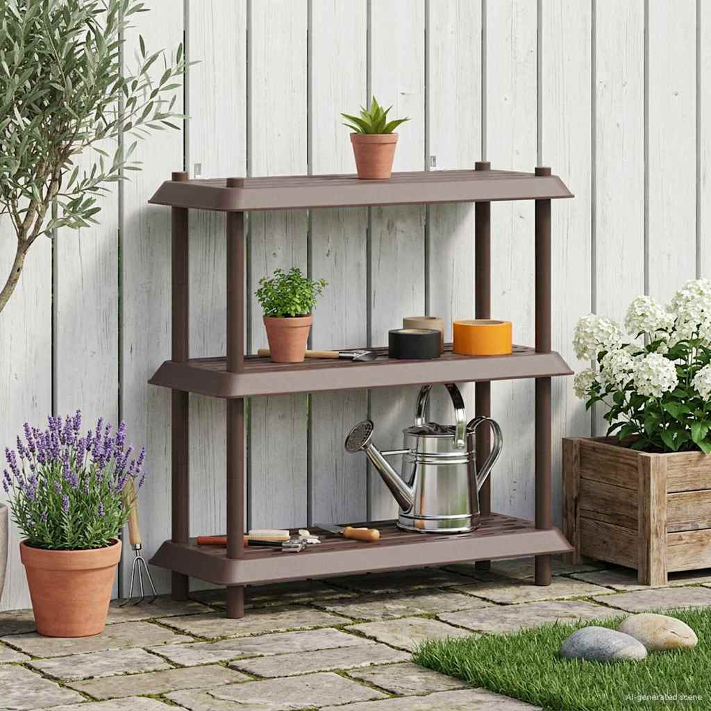 vidaXL Regaleinheit 3 Ebenen 100 x 40 x 96 cm PP Braun