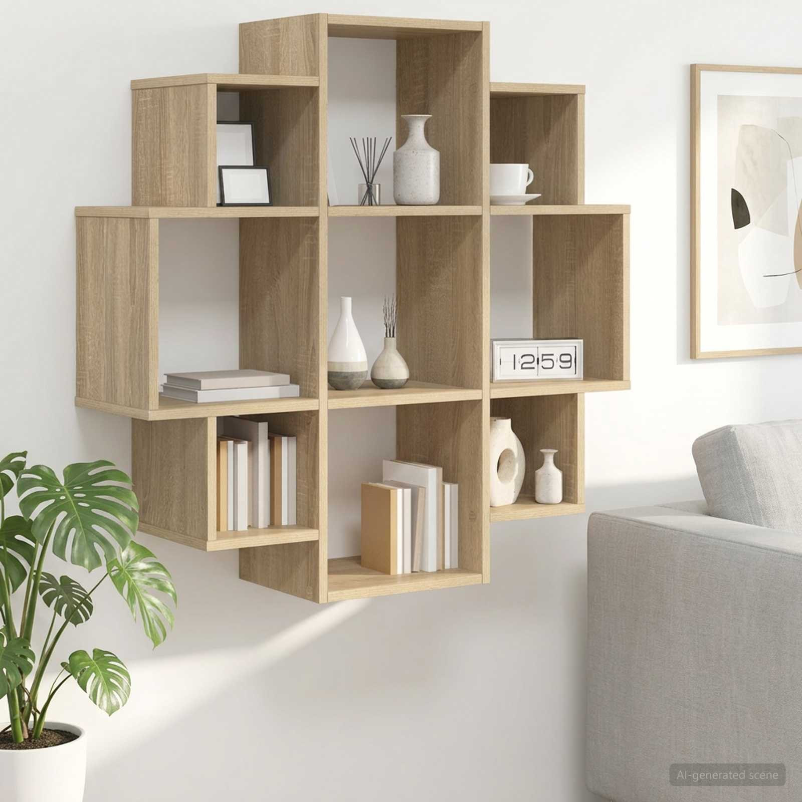 vidaXL Wandregal Sonoma-Eiche 90 x 25 x 90 cm Holzwerkstoff
