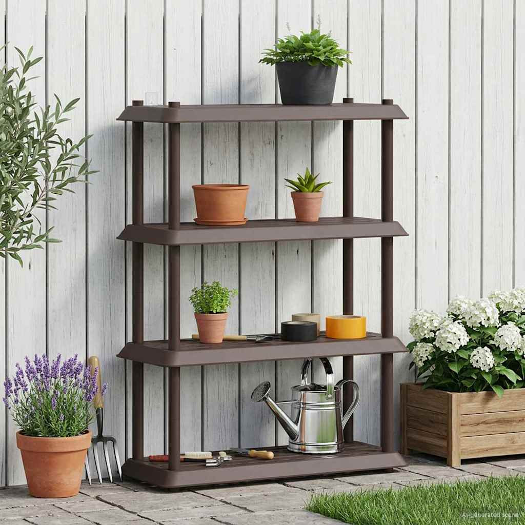 vidaXL Regaleinheit 4 Ebenen 100 x 40 x 136,5 cm PP Braun