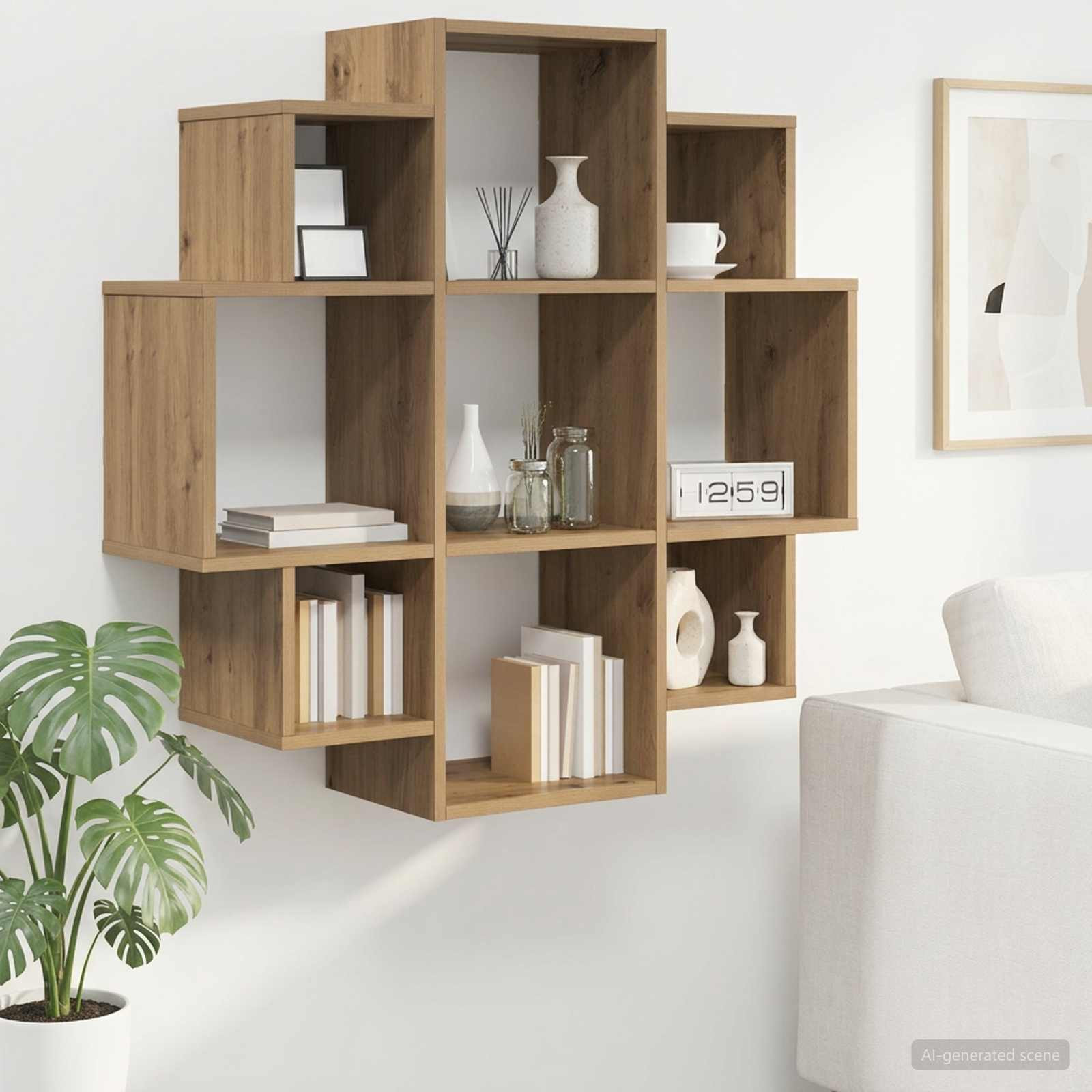 vidaXL Wandregal Artisan-Eiche 90 x 25 x 90 cm Holzwerkstoff