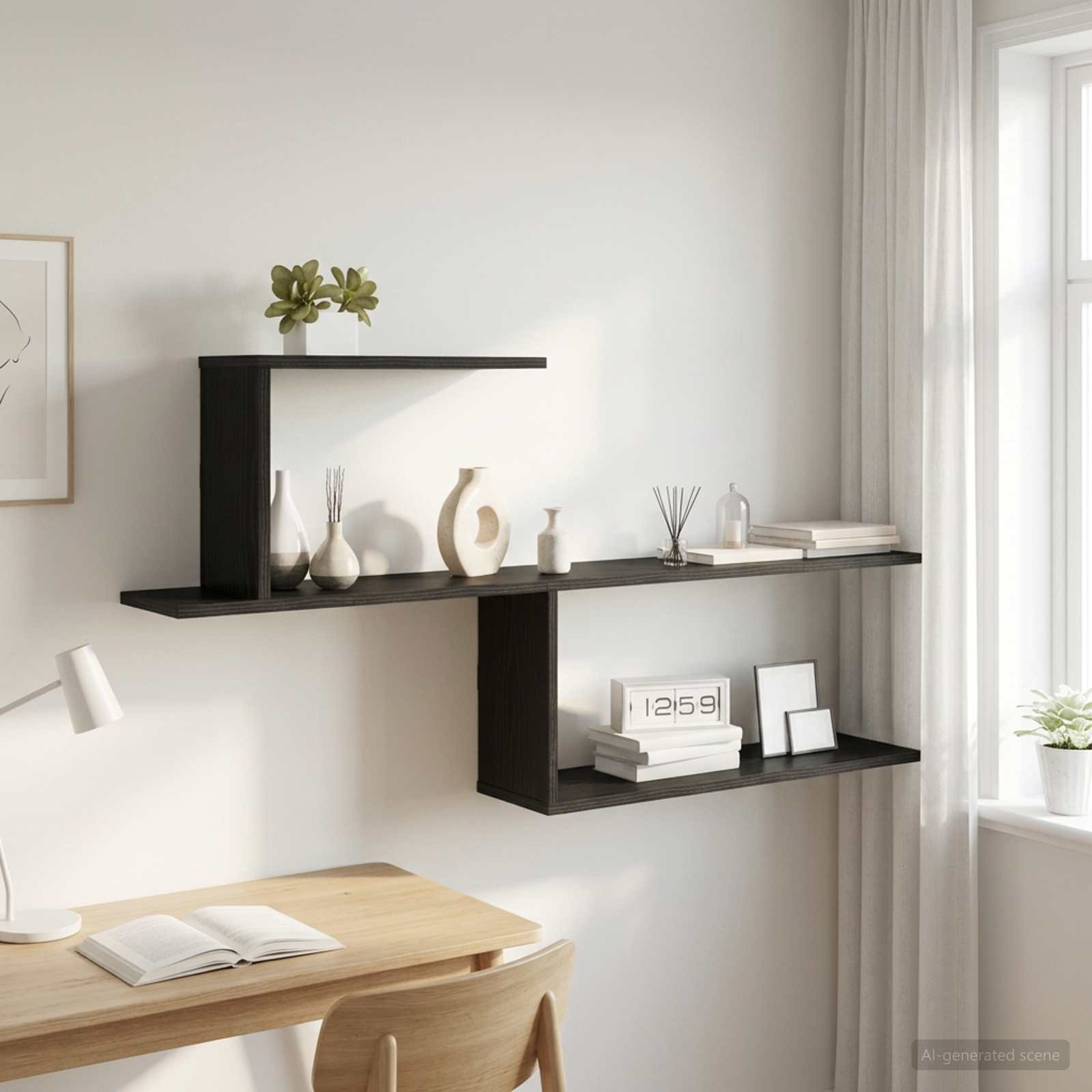 vidaXL Wandregal Schwarze Eiche 122 x 18 x 60 cm Holzwerkstoff