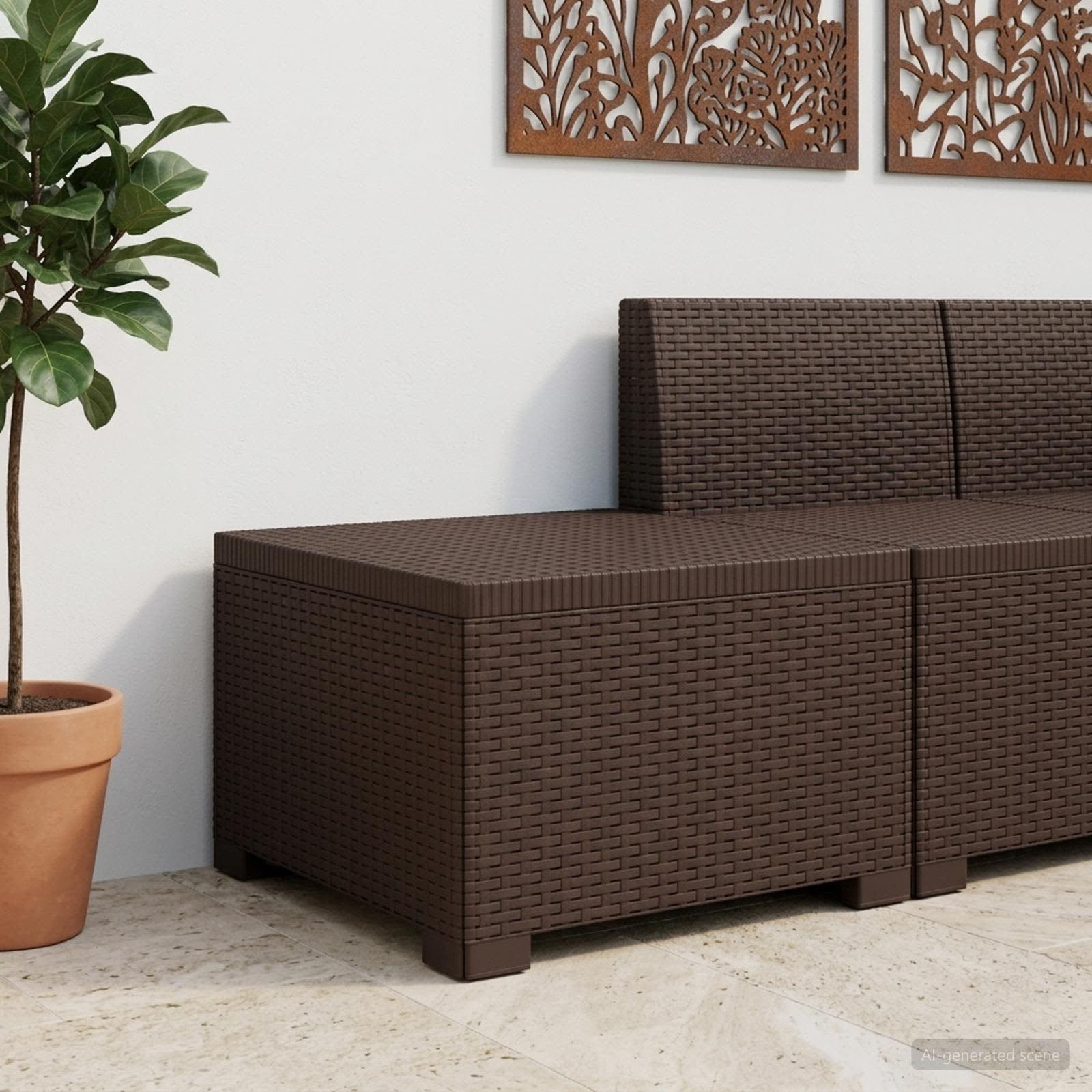 vidaXL 1-Sitzer Garten-Sofa Rattan-Look PP Braun