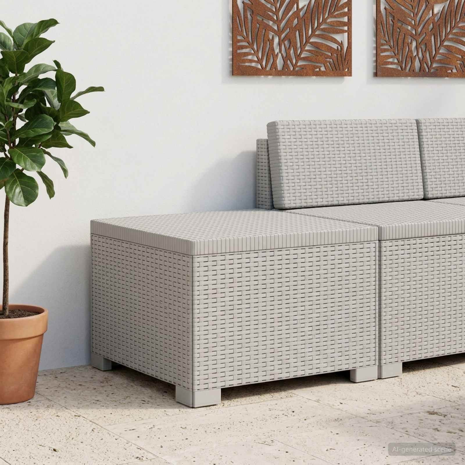 vidaXL 1-Sitzer Garten-Sofa Rattan-Look PP Weiß