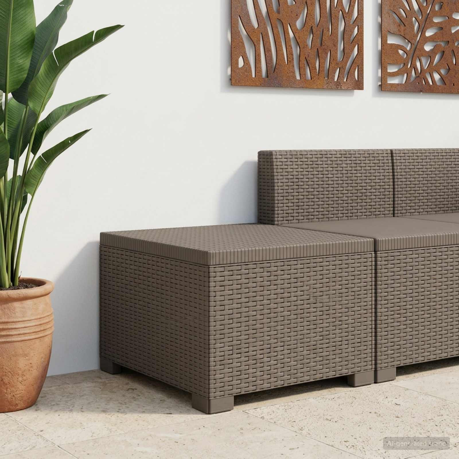 vidaXL 1-Sitzer Garten-Sofa Rattan-Look PP Hellgrau