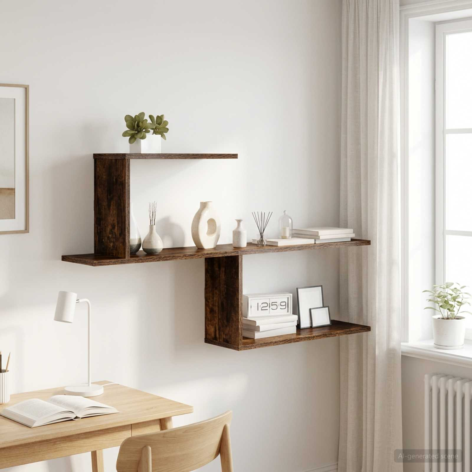 vidaXL Wandregal Raucheiche 122 x 18 x 60 cm Holzwerkstoff