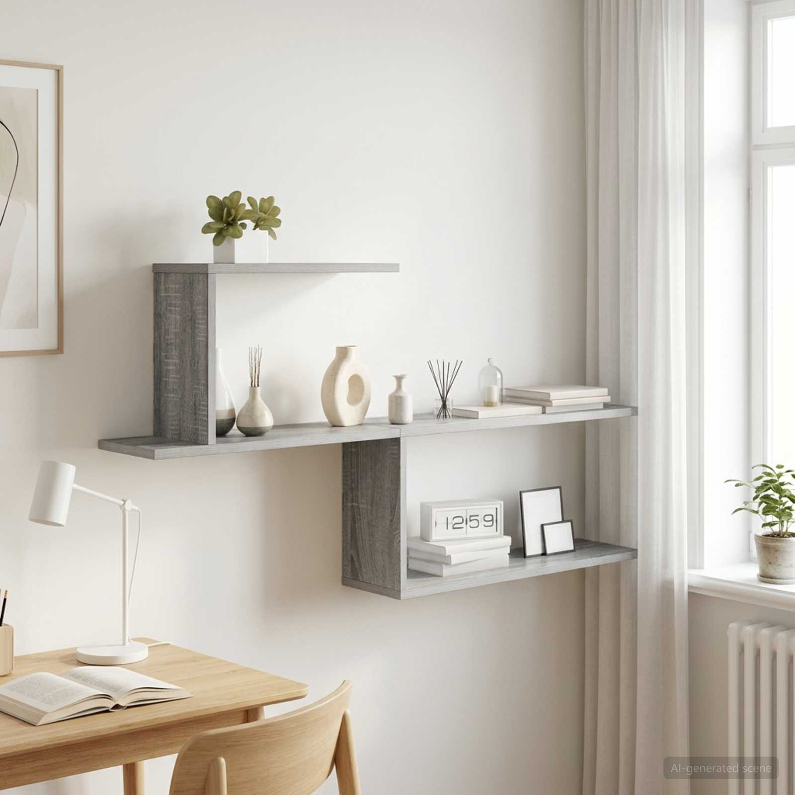 vidaXL Wandregal Sonoma-Grau 122 x 18 x 60 cm Holzwerkstoff