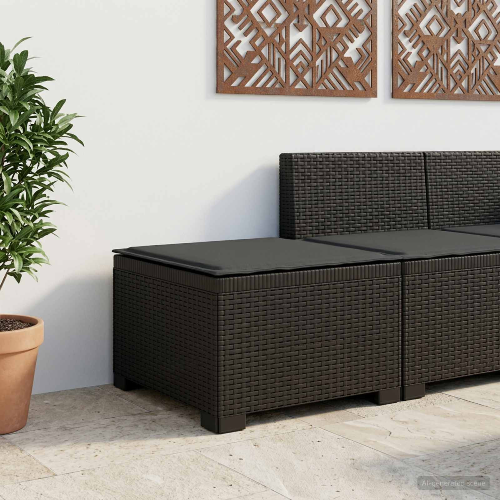 vidaXL 1-Sitzer Garten-Sofa mit Kissen Rattan-Look PP Anthrazit
