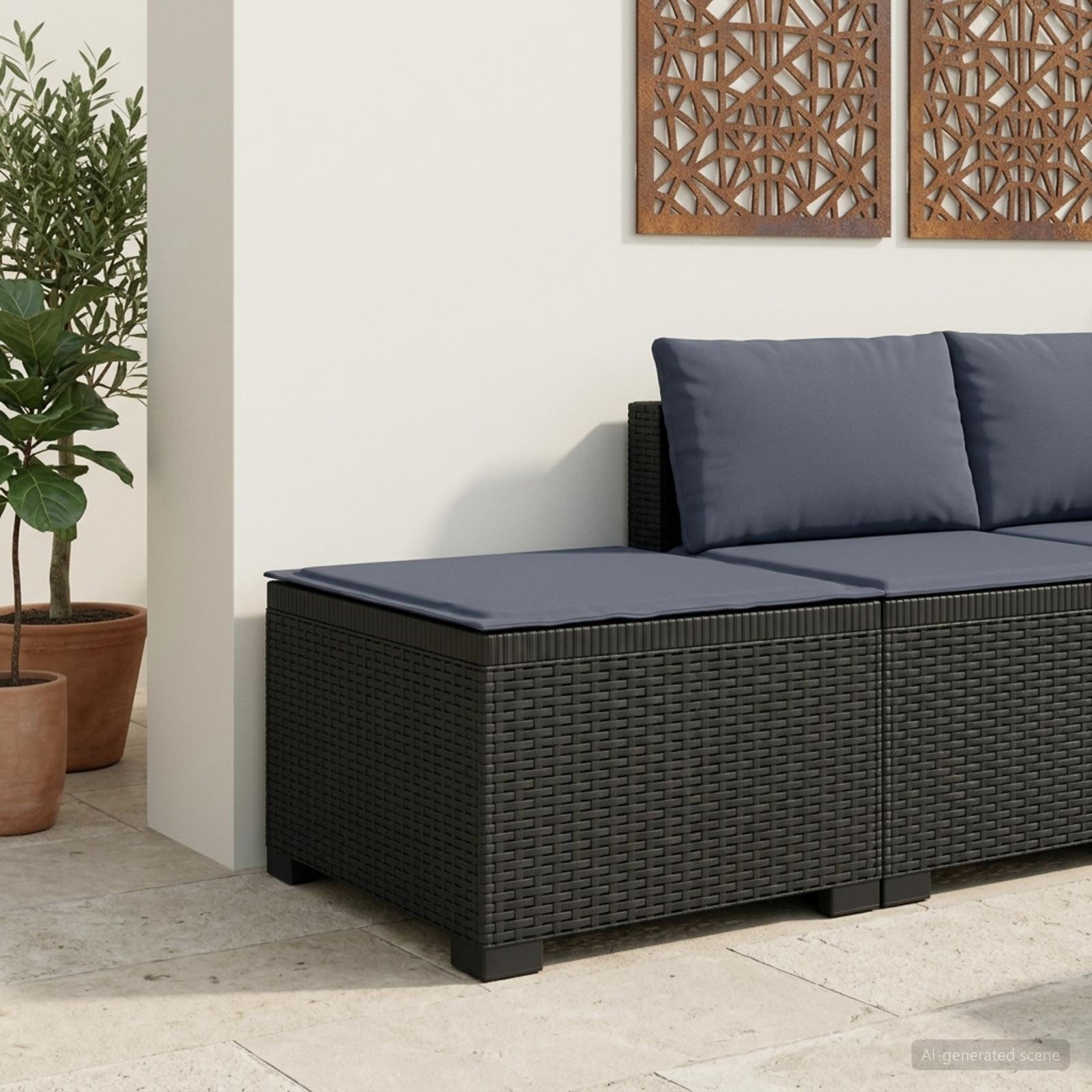vidaXL 1-Sitzer Garten-Sofa mit Kissen Rattan-Look PP Anthrazit