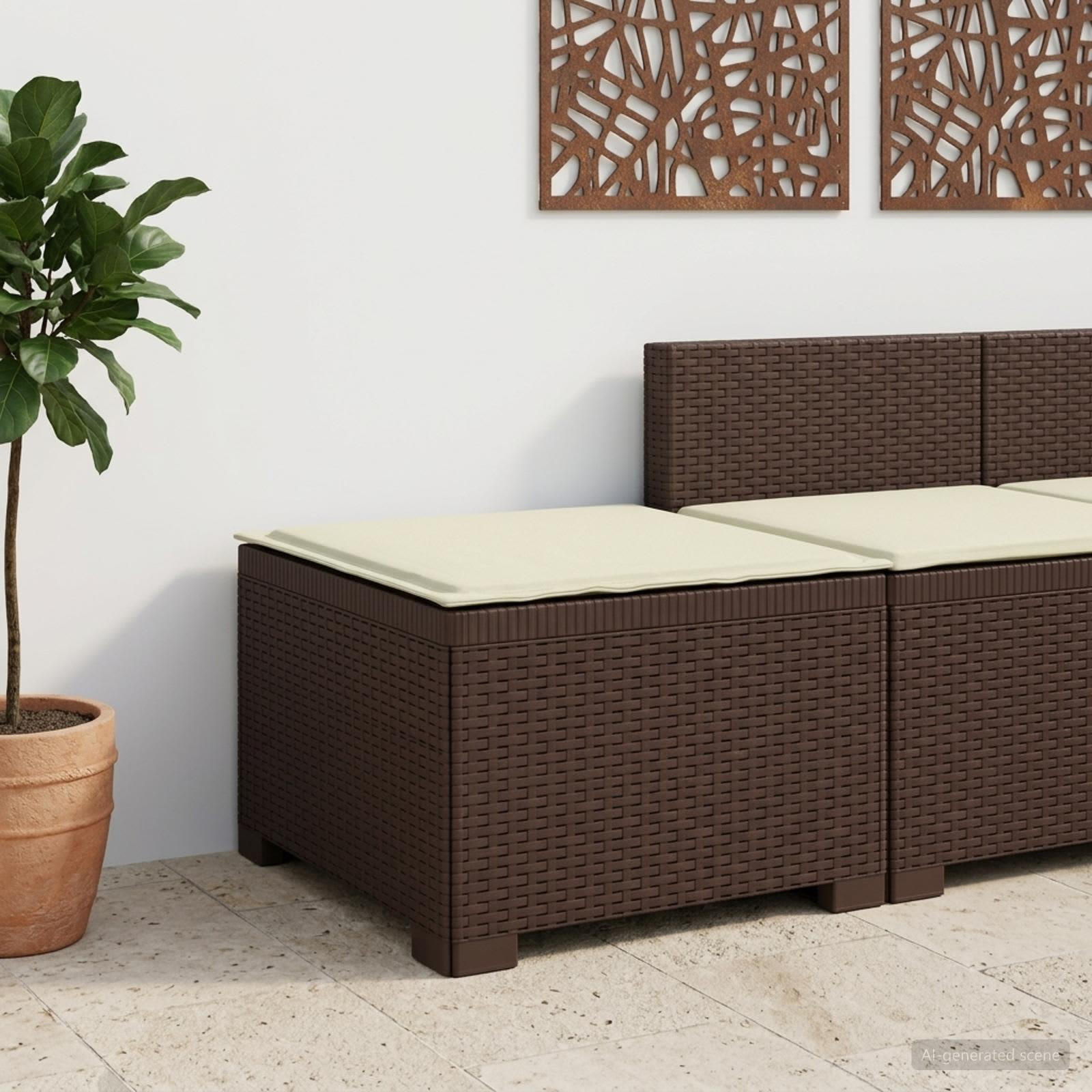 vidaXL 1-Sitzer Garten-Sofa mit Kissen Rattan-Look PP Braun