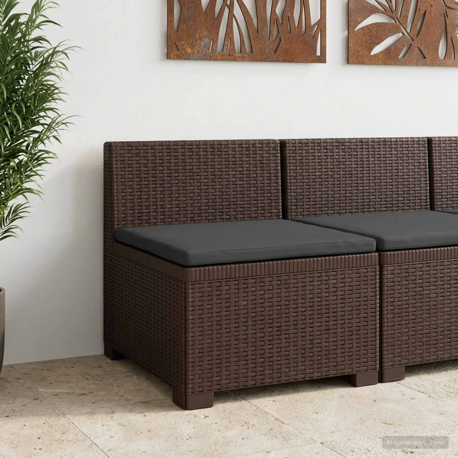 vidaXL 1-Sitzer Garten-Sofa mit Kissen Rattan-Look PP Braun