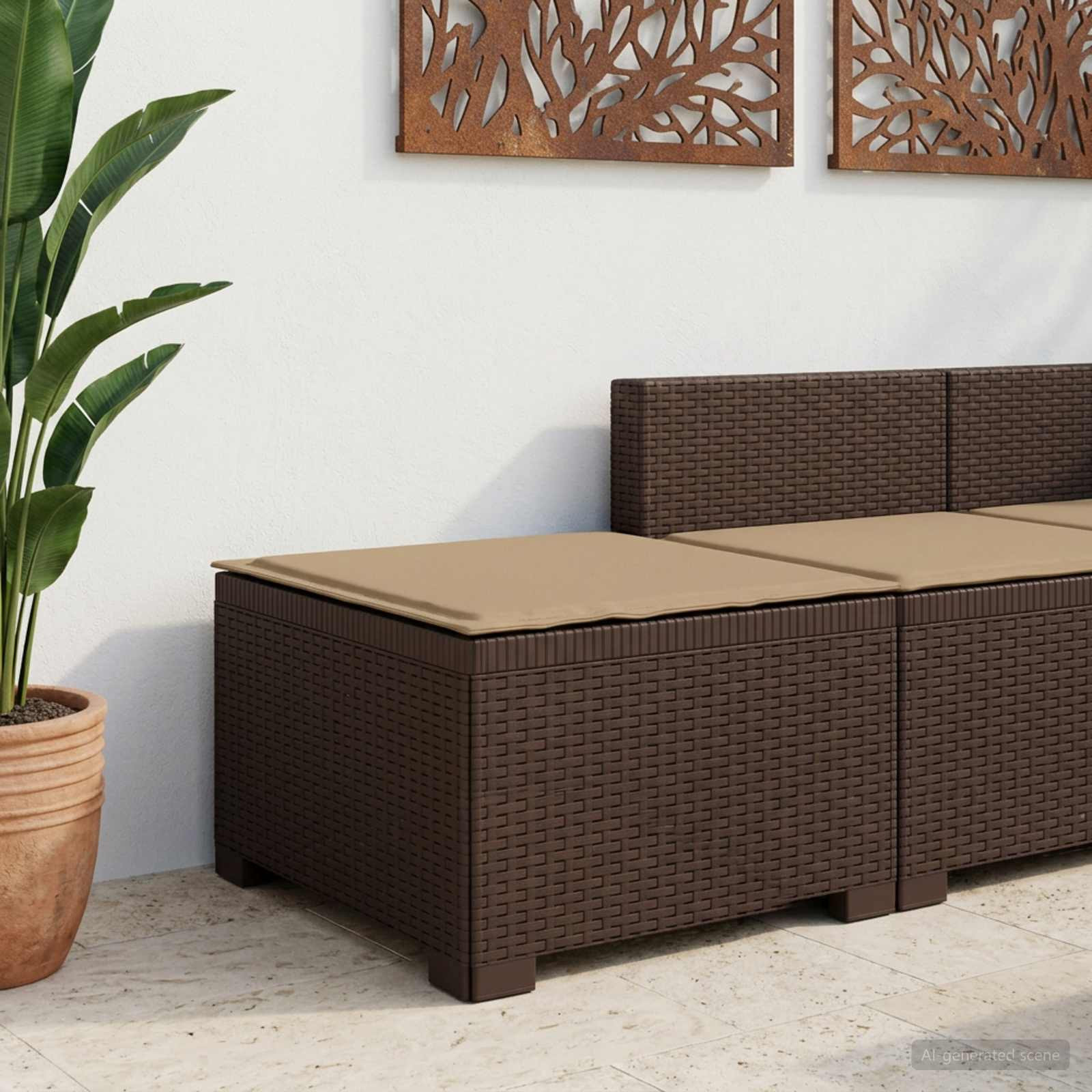 vidaXL 1-Sitzer Garten-Sofa mit Kissen Rattan-Look PP Braun