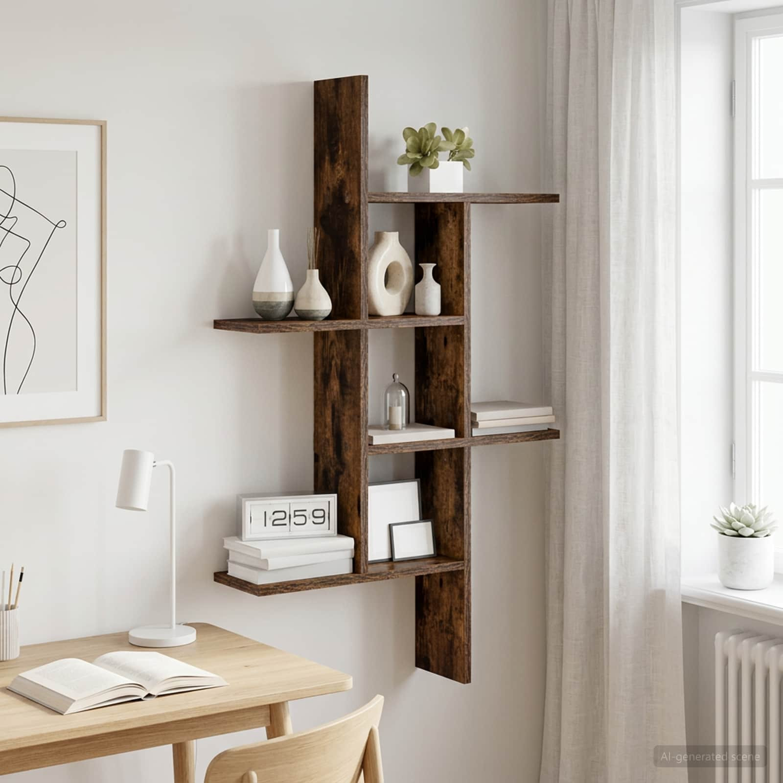 vidaXL Wandregal Raucheiche 61 x 15 x 102 cm Holzwerkstoff