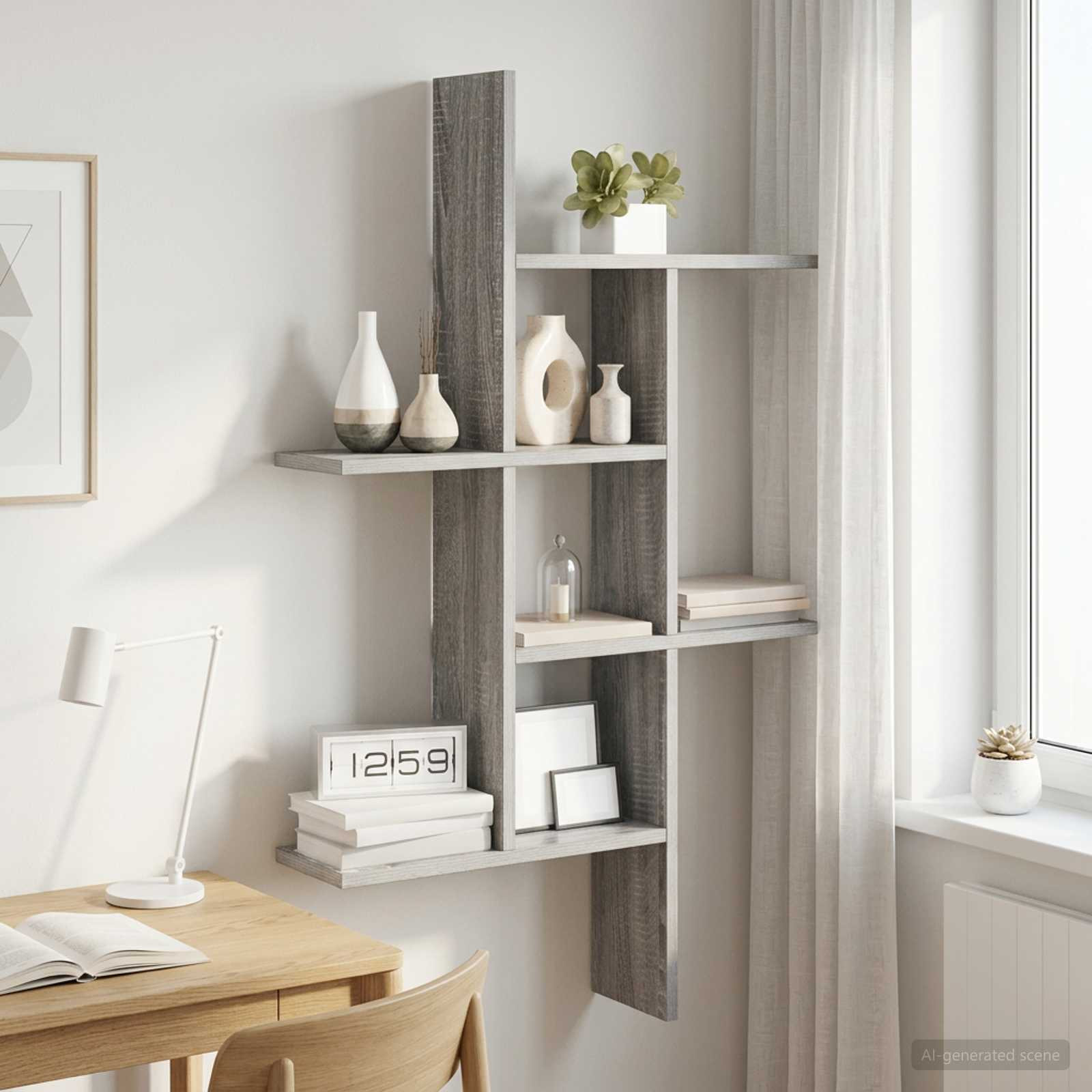 vidaXL Wandregal Sonoma-Grau 61 x 15 x 102 cm Holzwerkstoff