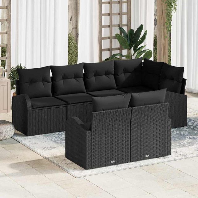 vidaXL Gartensofa-set Schwarz Poly-Rattan