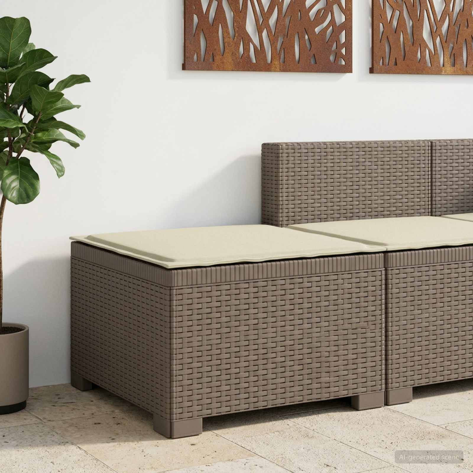 vidaXL 1-Sitzer Garten-Sofa mit Kissen Rattan-Look PP Hellgrau