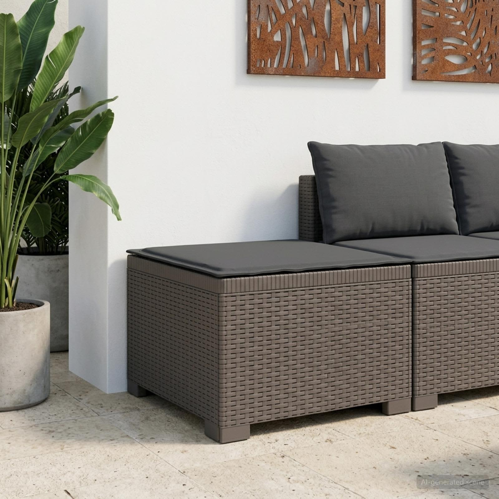 vidaXL 1-Sitzer Garten-Sofa mit Kissen Rattan-Look PP Hellgrau