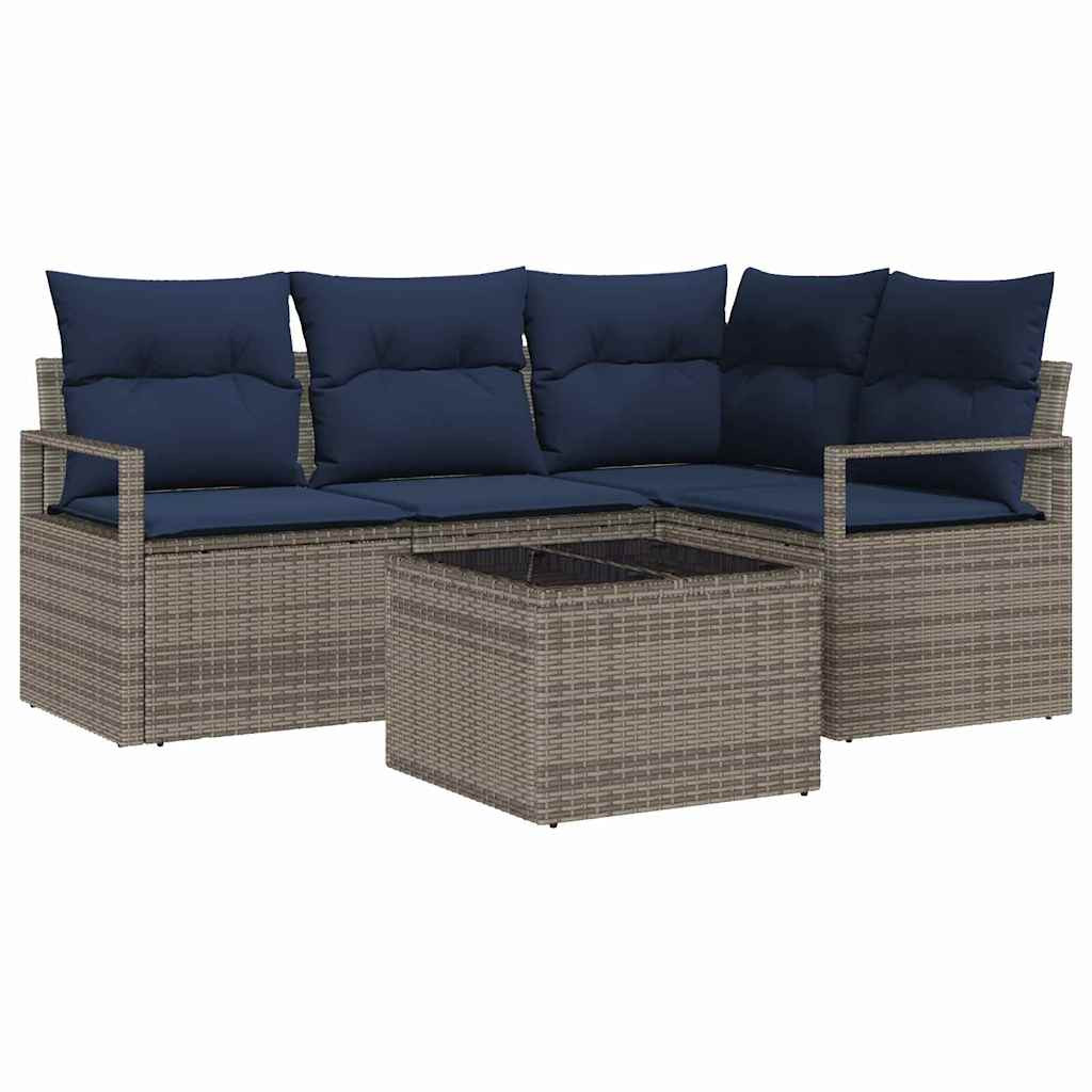 vidaXL Sofa Set 5 pcs Grau Poly-Rattan