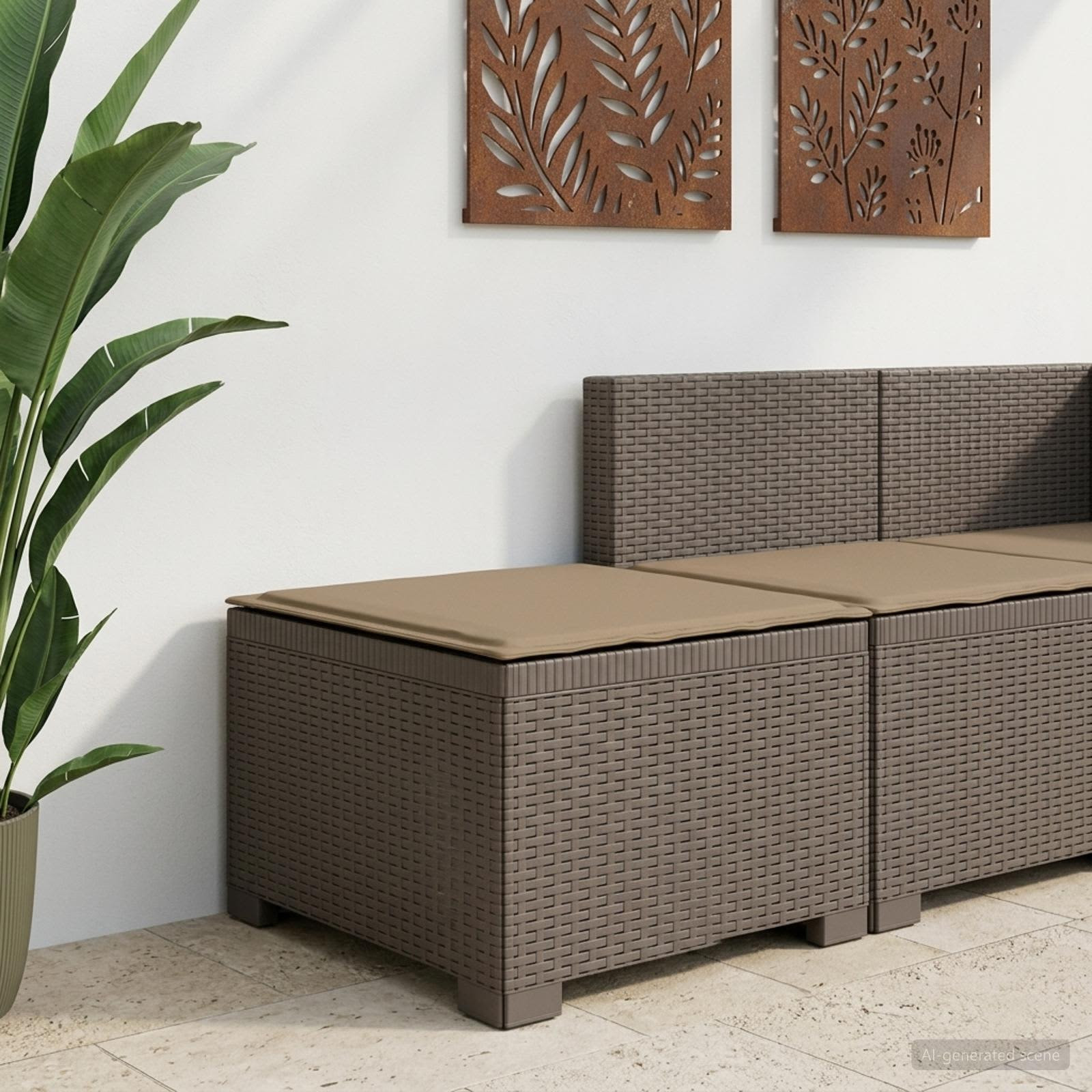 vidaXL 1-Sitzer Garten-Sofa mit Kissen Rattan-Look PP Hellgrau