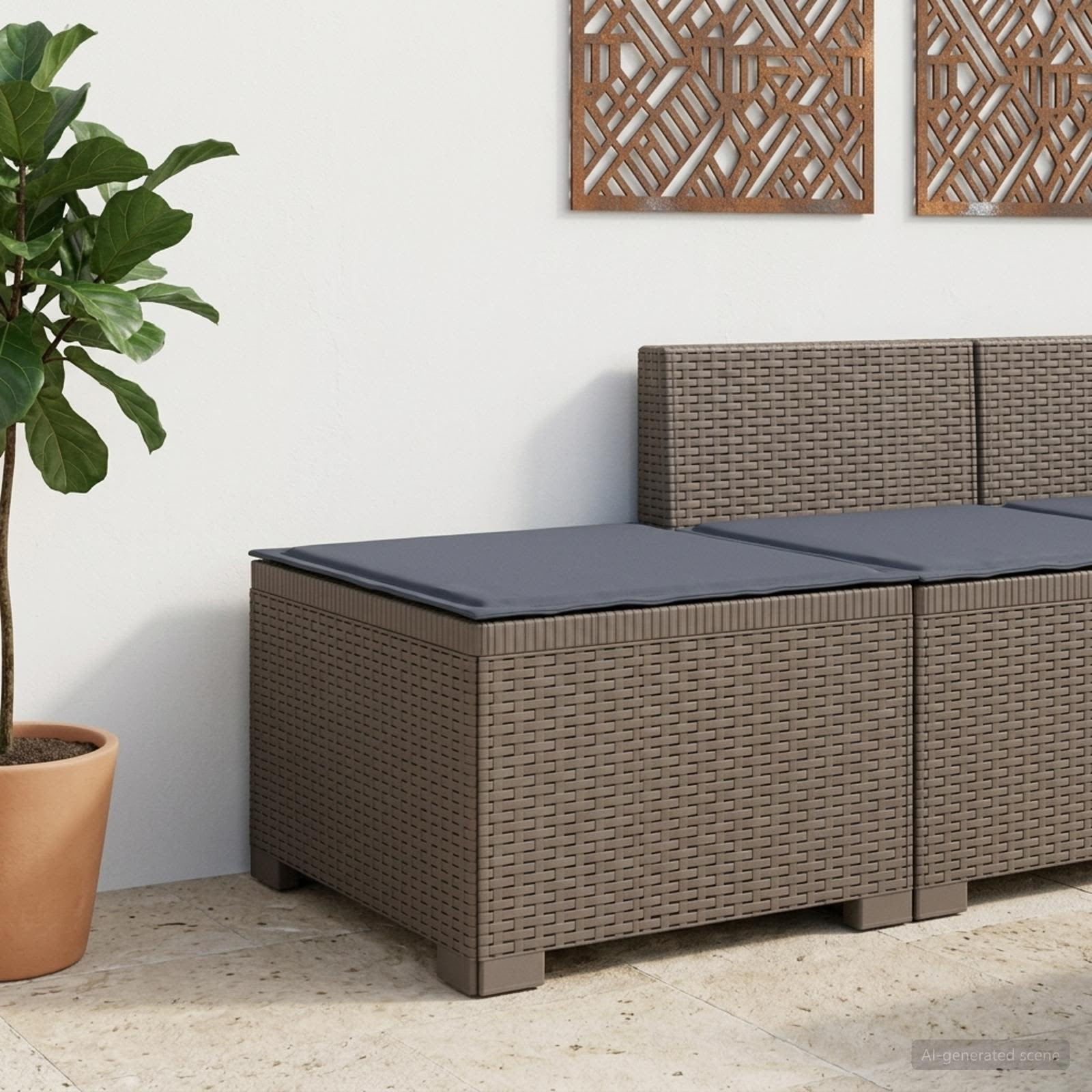 vidaXL 1-Sitzer Garten-Sofa mit Kissen Rattan-Look PP Hellgrau