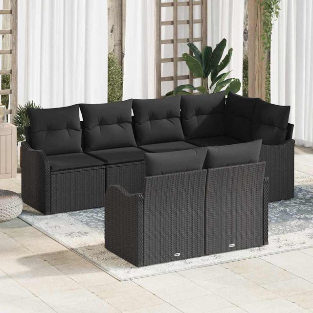 vidaXL Gartensofa-set Schwarz Poly-Rattan
