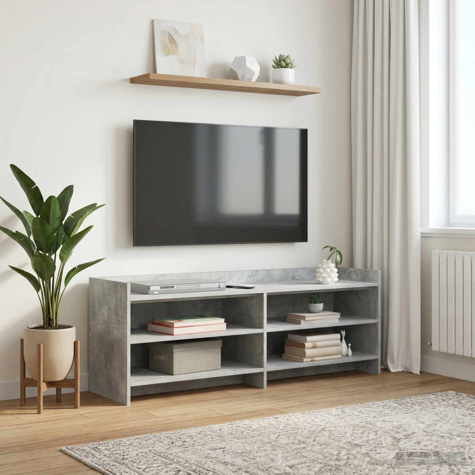 vidaXL TV-Schränk 135 x 33 x 47 cm Betongrau Holzwerkstoff