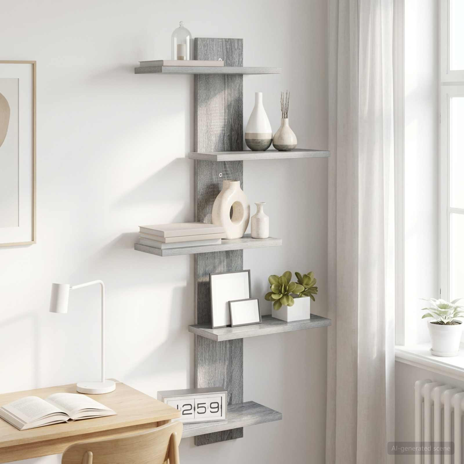 vidaXL Wandregal Sonoma-Grau 48,5 x 15 x 101 cm Holzwerkstoff