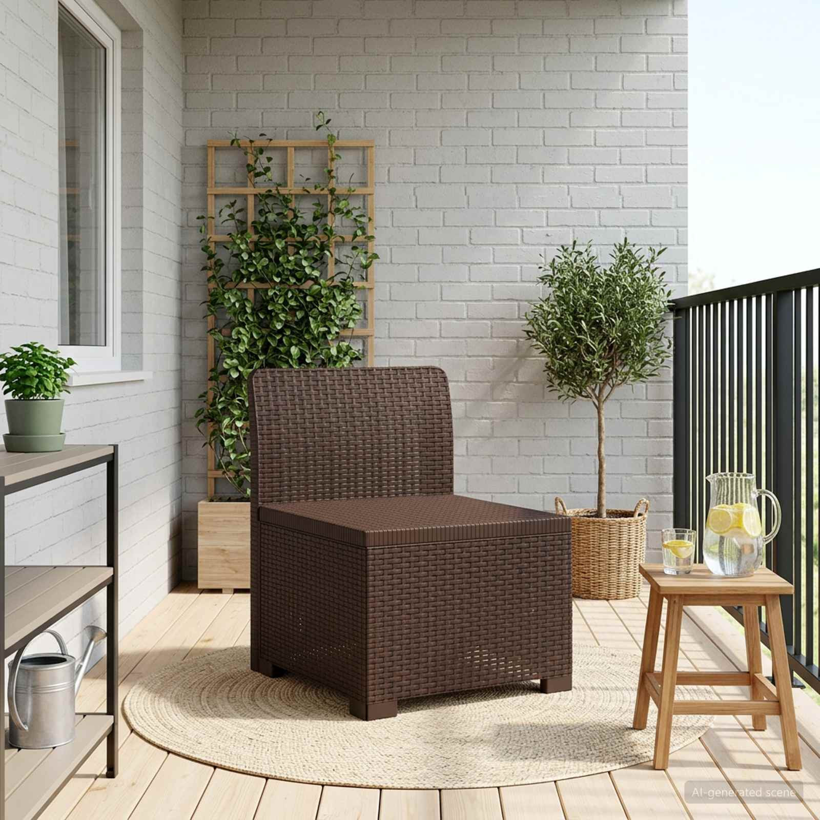 vidaXL 1-Sitzer Garten-Sofa Rattan-Look PP Braun