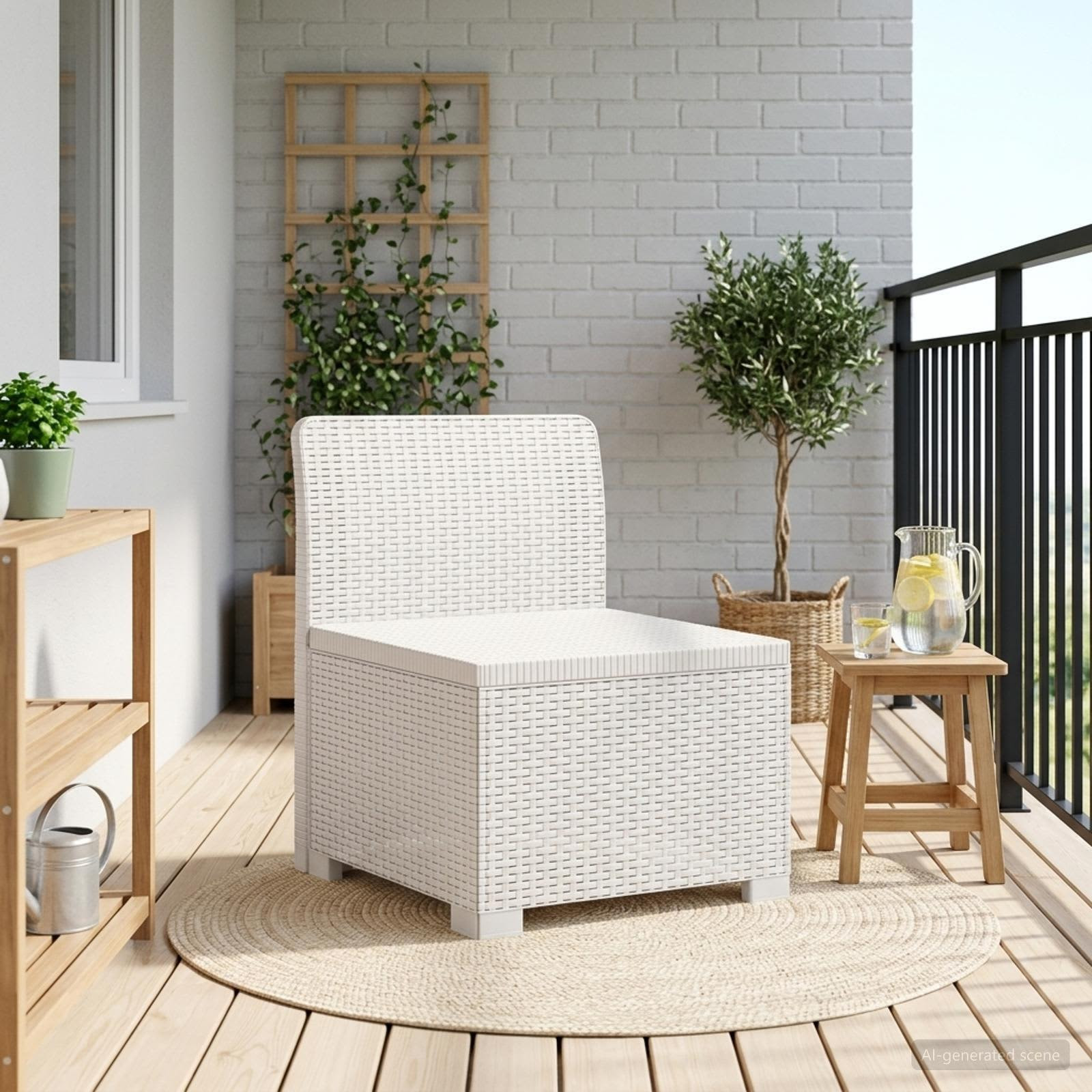 vidaXL 1-Sitzer Garten-Sofa Rattan-Look PP Weiß