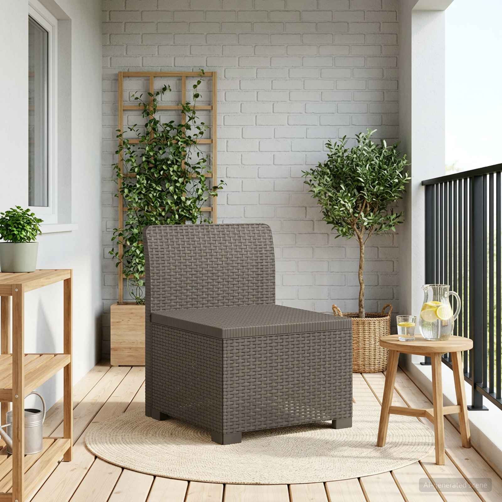 vidaXL 1-Sitzer Garten-Sofa Rattan-Look PP Hellgrau