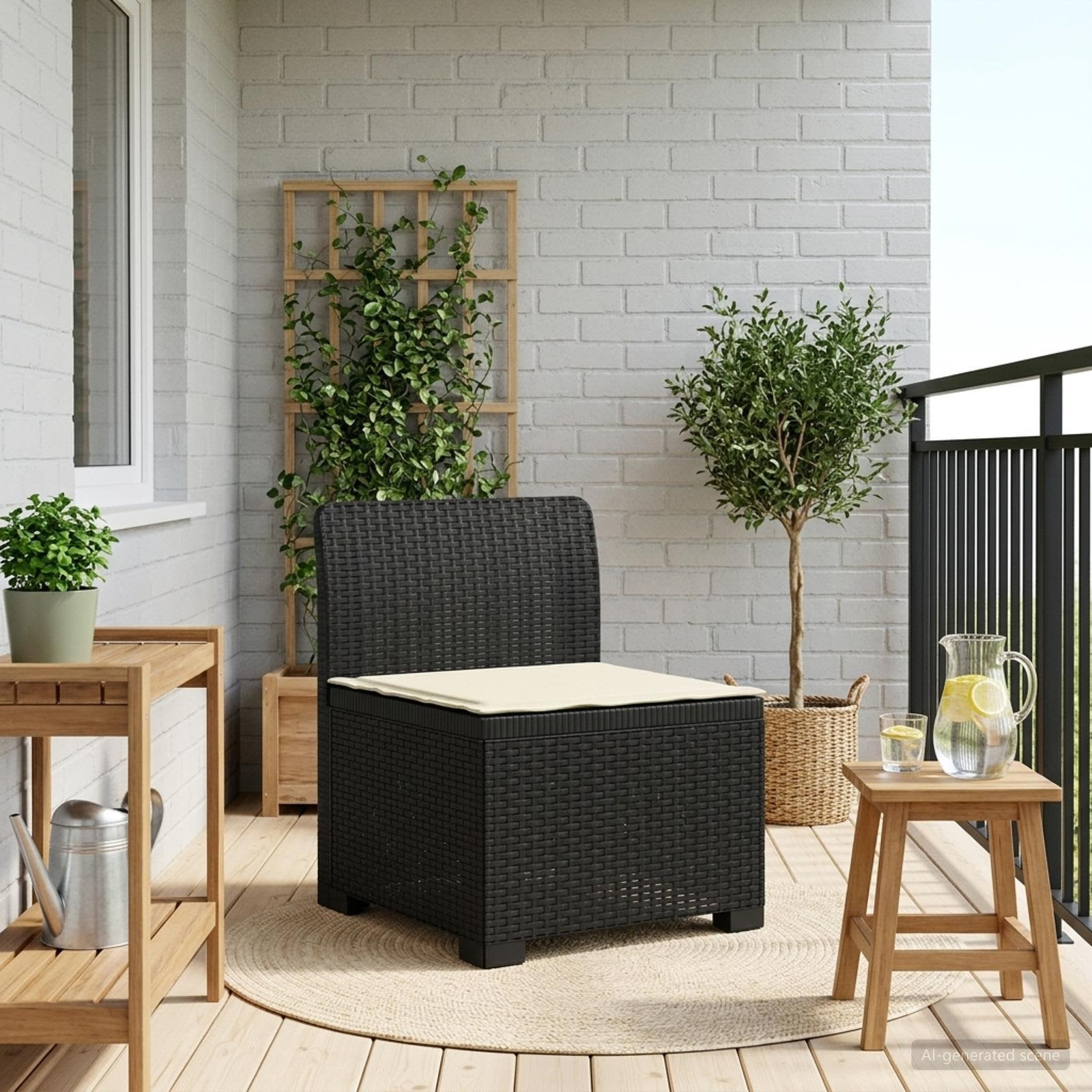 vidaXL 1-Sitzer Garten-Sofa mit Kissen Rattan-Look PP Anthrazit