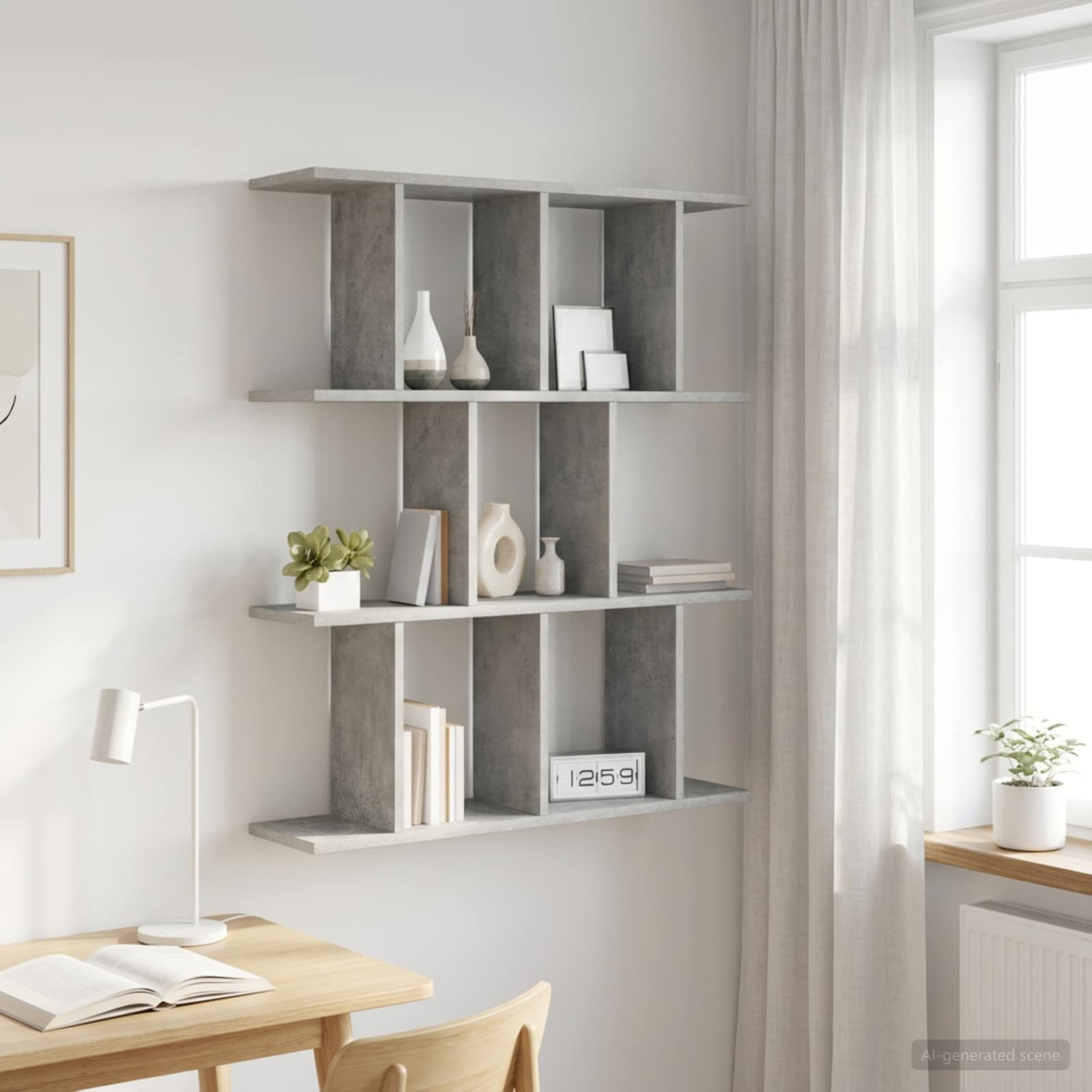 vidaXL Wandregal Betongrau 80 x 20 x 96 cm Holzwerkstoff