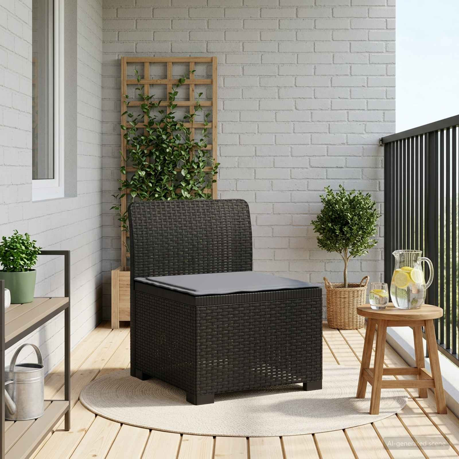 vidaXL 1-Sitzer Garten-Sofa mit Kissen Rattan-Look PP Anthrazit