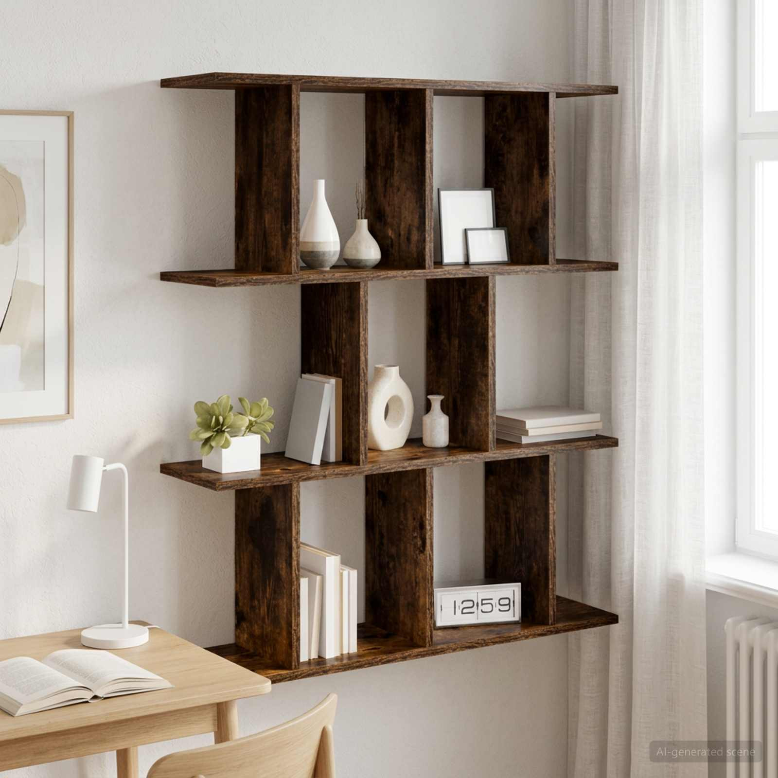 vidaXL Wandregal Raucheiche 80 x 20 x 96 cm Holzwerkstoff