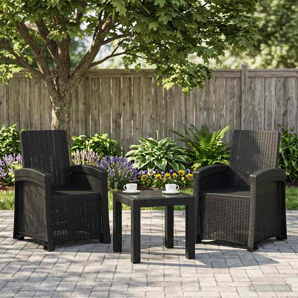 vidaXL Liegesessel Garten Rattan-Optik 2 pcs Anthrazit PP