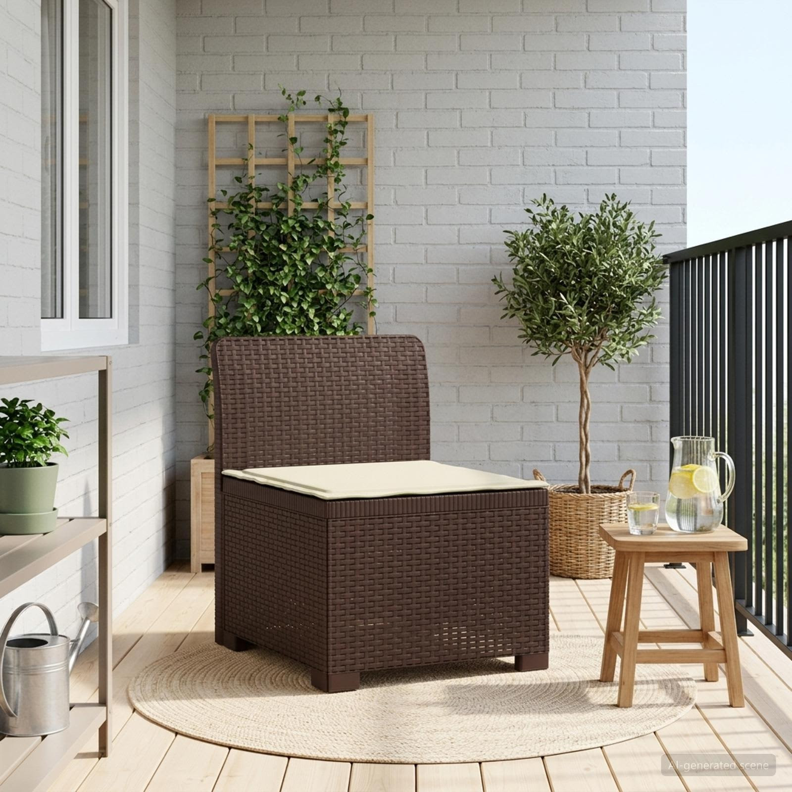 vidaXL 1-Sitzer Garten-Sofa mit Kissen Rattan-Look PP Braun