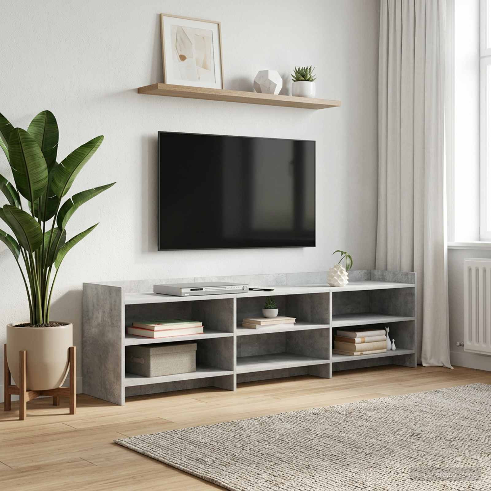 vidaXL TV-Schränk 168 x 33 x 47 cm Betongrau Holzwerkstoff