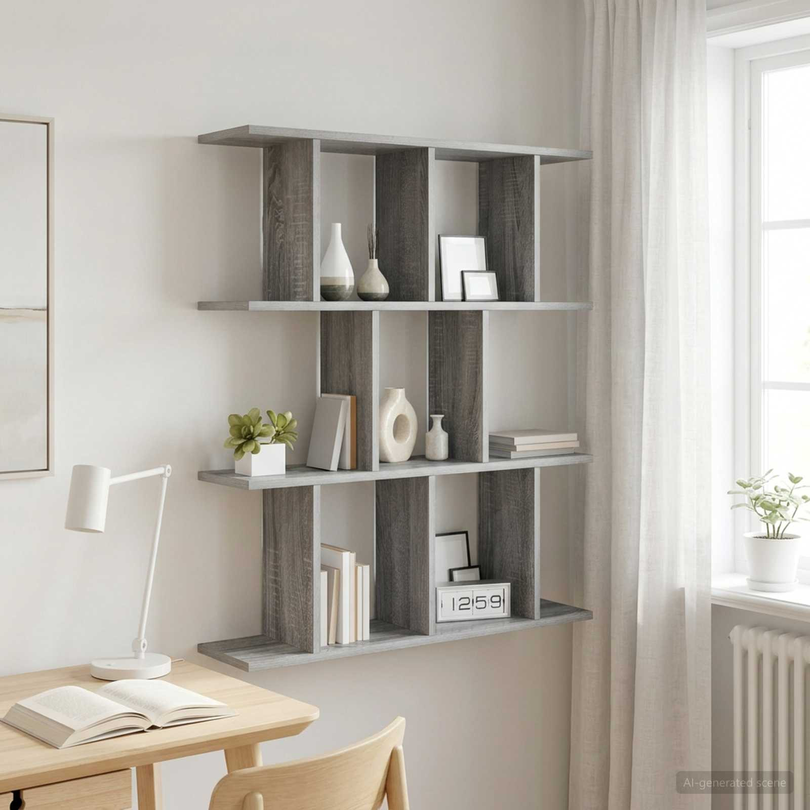 vidaXL Wandregal Sonoma-Grau 80 x 20 x 96 cm Holzwerkstoff
