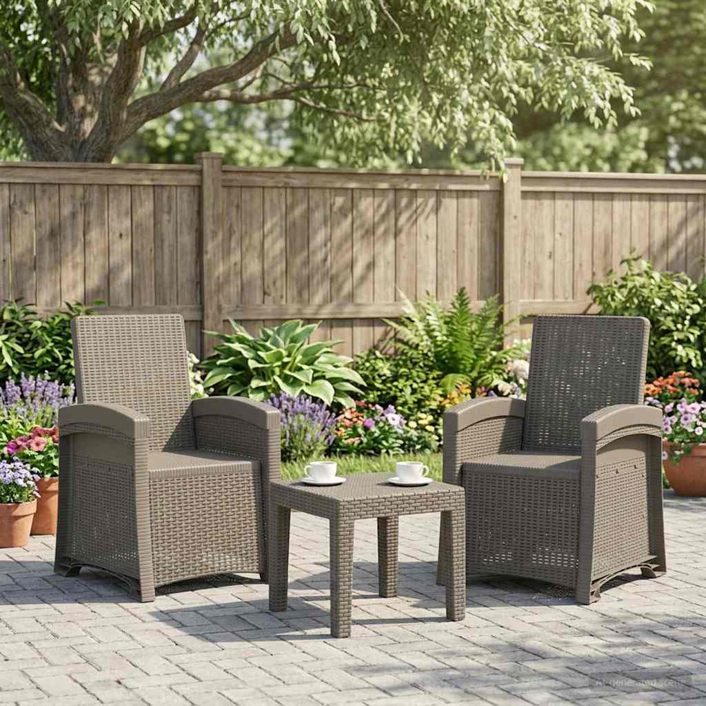 vidaXL Liegesessel Garten Rattan-Optik 2 pcs Hellgrau PP