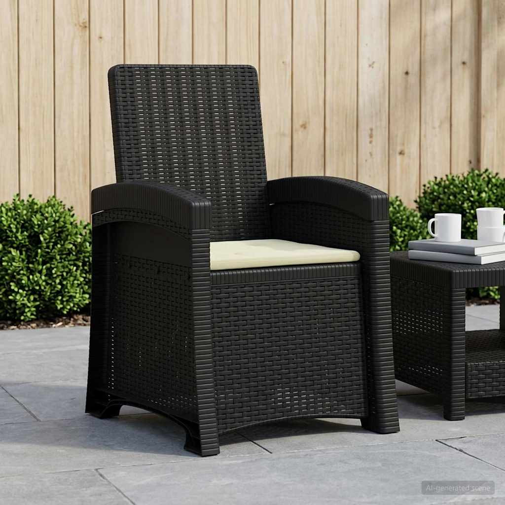 vidaXL Liegesessel Garten Rattan-Optik Anthrazit und Creme PP