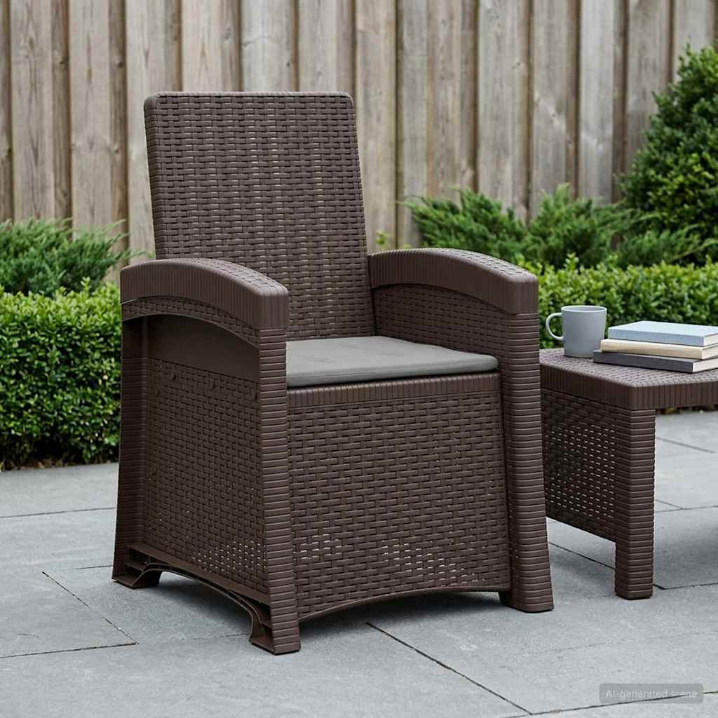 vidaXL Liegesessel Garten Rattan-Optik Braun und Hellgrau PP
